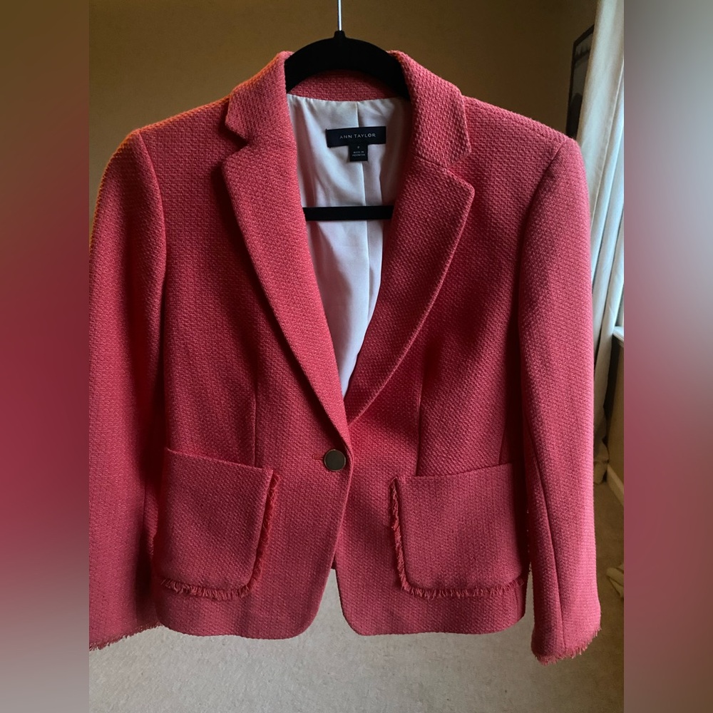 Ann Taylor Coral Pink Tweed Blazer - NWOT